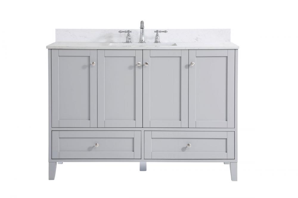 48 inch Single Bathroom Vanity in Grey with Backsplash