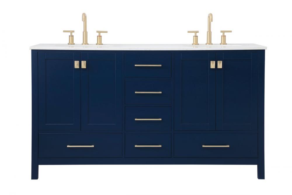 60 Inch Double Bathroom Vanity in Blue