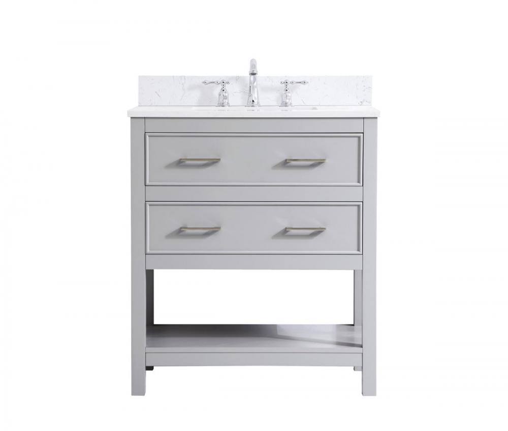 30 inch Single Bathroom Vanity in Grey with Backsplash