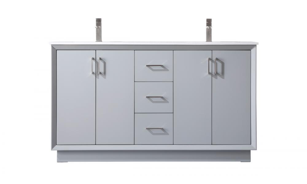 60 Inch Double Bathroom Vanity in Grey