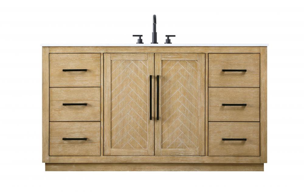 60 inch Single Bathroom Vanity in Linen Oak