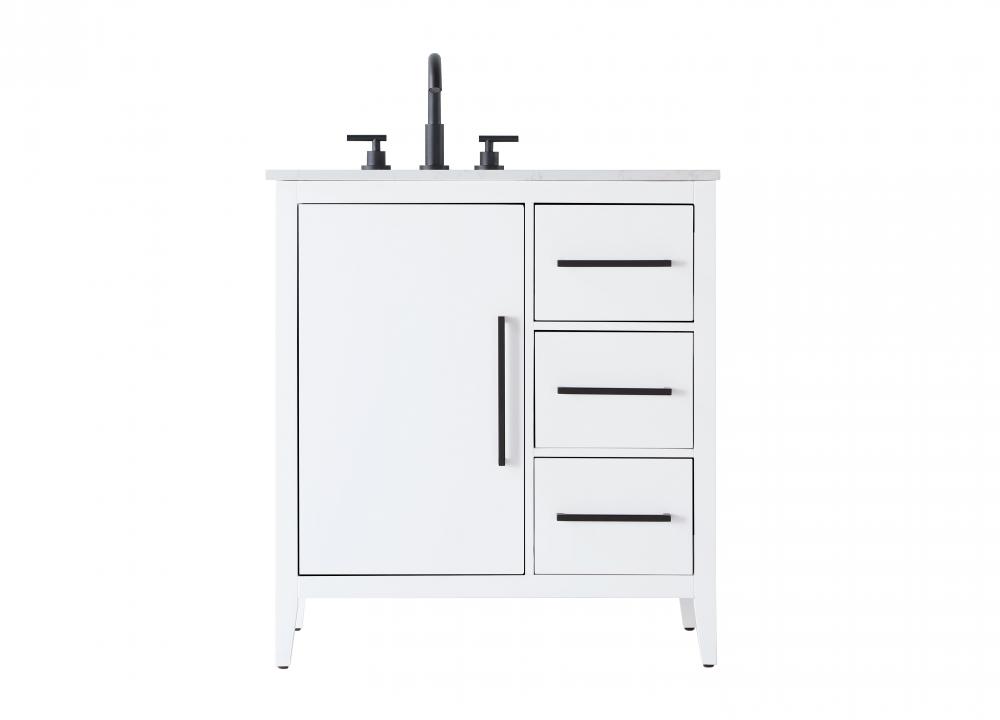 32 Inch Single Bathroom Vanity In White