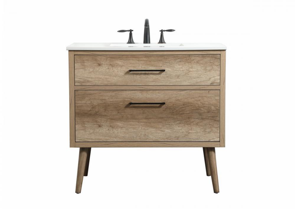 36 inch Single bathroom vanity in natural oak