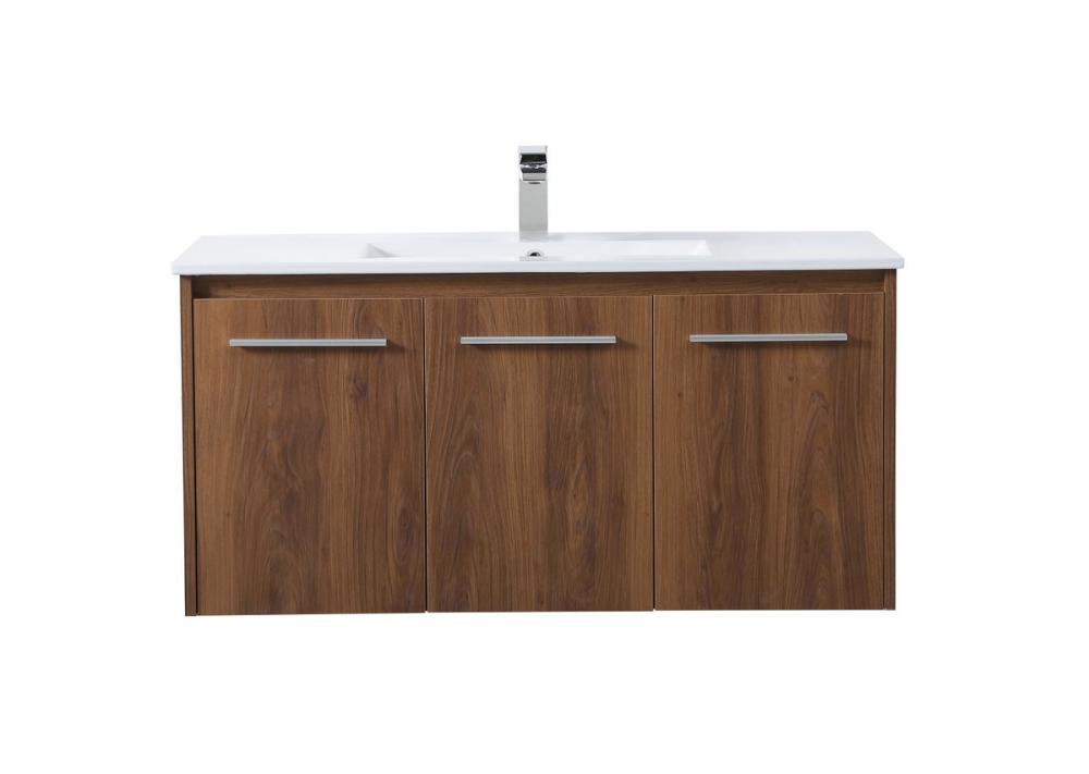 40 inch Single Bathroom Floating Vanity in Walnut Brown