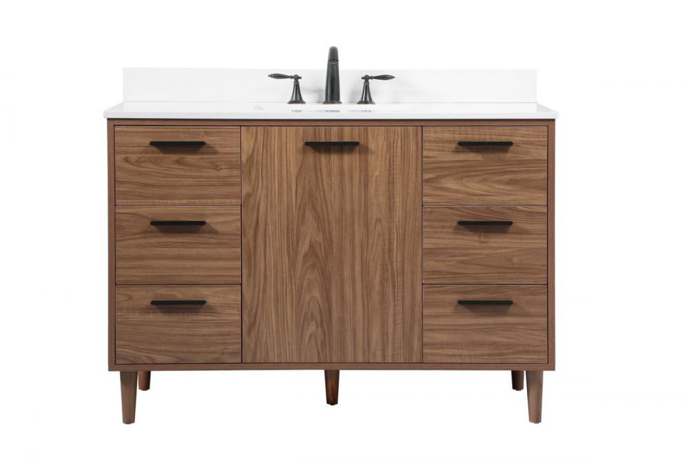 48 inch Single bathroom vanity in walnut brown with backsplash