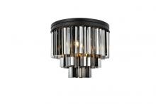 Elegant 1201F20MB-SS/RC - Sydney 9 light Matte Black Flush Mount Silver Shade (Grey) Royal Cut Crystal