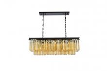 Elegant 1202D40MB-GT/RC - Sydney 12 Light Matte Black Chandelier Golden Teak (Smoky) Royal Cut Crystal