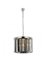 Elegant 1208D20PN-SS/RC - Sydney 6 Light Polished Nickel Pendant Silver Shade (Grey) Royal Cut Crystal