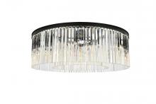 Elegant 1208F43MB/RC - Sydney 10 Light Matte Black Flush Mount Clear Royal Cut Crystal