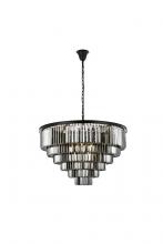 Elegant 1231D44MB-SS/RC - Sydney 33 Light Matte Black Chandelier Silver Shade (Grey) Royal Cut Crystal