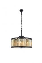 Elegant 1233D28MB-GT/RC - Chelsea 8 Light Matte Black Chandelier Golden Teak (Smoky) Royal Cut Crystal