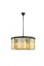 Elegant 1238D31MB-GT/RC - Sydney 8 Light Matte Black Chandelier Golden Teak (Smoky) Royal Cut Crystal