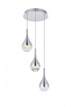 Elegant 3803D12C - Amherst Collection LED 3 - Light Chandelier 12in X 9in Chrome Finish