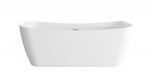 Elegant BT10467GW-BNK - 67 inch Soaking Bathtub in Glossy White with Brushed Nickel Trim