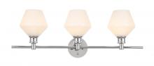 Elegant LD2317C - Gene 3 light Chrome and Frosted white glass Wall sconce