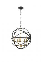 Elegant LD4006D20BRD - Octavia 5 Light Brass and Dark Brown Pendant