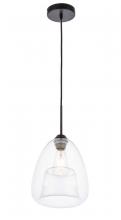 Elegant LD5031D8BK - Kason 1 Light Black and Clear Glass Pendant