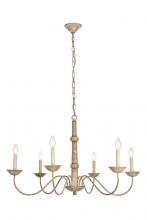 Elegant LD6007D35WD - Merritt Collection Chandelier D35 H21.6 Lt:6 Weathered Dove Finish