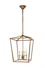 Elegant LD6008D17G - Maddox Collection Pendant D17 H24.25 Lt:4 Vintage Gold Finish