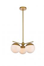 Elegant LD6132BR - Eclipse 3 Lights Brass Pendant With Frosted White Glass