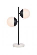 Elegant LD6152BK - Eclipse 2 Lights Black Table Lamp With Frosted White Glass