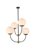 Elegant LD653D30BRK - Lennon 31.5 inch pendant in black and brass with white shade