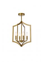 Elegant LD7068F14BR - Kiera 4 Lights Pendant in Brass