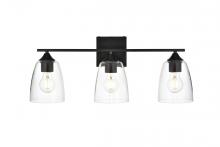 Elegant LD7309W24BLK - Harris 3 Light Black and Clear Bath Sconce