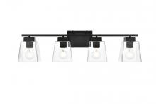 Elegant LD7312W32BLK - Merrick 4 Light Black and Clear Bath Sconce