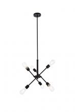  LD8015D18BLA - Axel 6 Lights Black Pendant with Hanging Rod