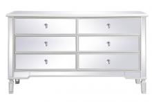 Elegant MF6-1036AW - 60 inch mirrored 6 drawer chest in antique white