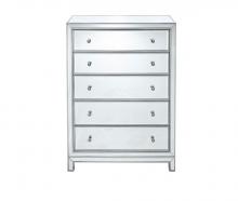 Elegant MF72026 - Chest 5 drawers 34in. W x 16in. D x 48in. H in antique silver paint