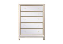 Elegant MF72026G - 34 inch mirrored five drawer cabinet in gold