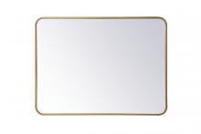 Elegant MR802736BR - Soft corner metal rectangular mirror 27x36 inch in Brass