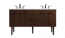 Elegant VF48060DMWT - 60 Inch Single Bathroom Vanity in Walnut