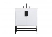 Elegant VF48830MWH - 30 Inch Single Bathroom Vanity in White