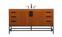 Elegant VF48860MTK - 60 Inch Single Bathroom Vanity in Teak