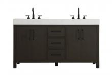 Elegant VF60660DMMB - 60 inch Double Bathroom Vanity In Mocha Brown