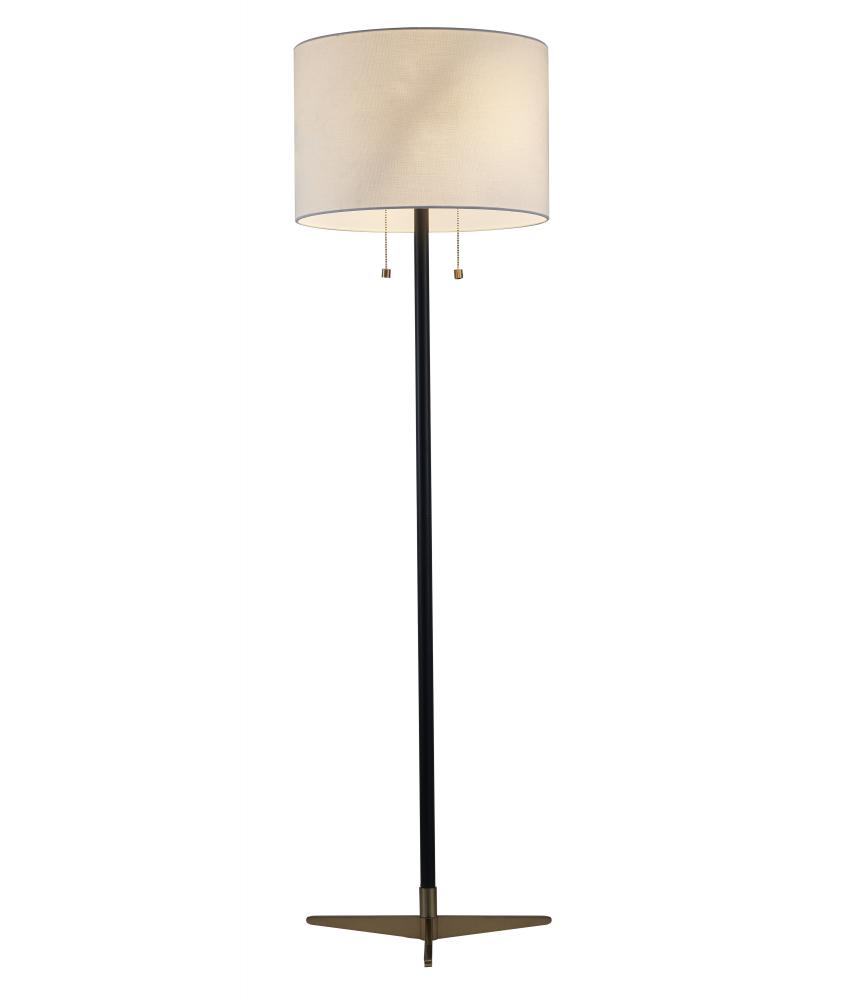 Antique Brass & Black Floor Lamp