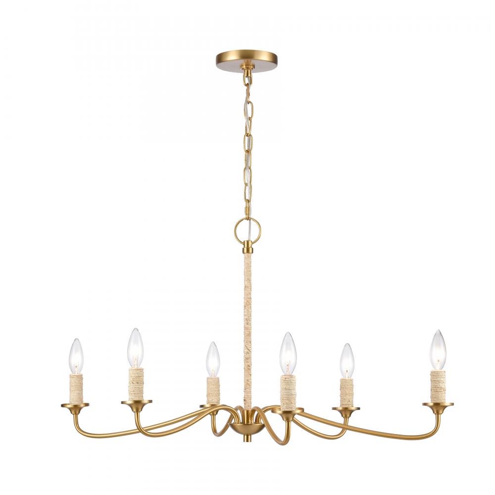 Abaca 32'' Wide 6-Light Chandelier - Brushed Gold