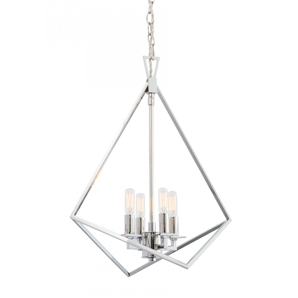 Trapezoid Cage 18'' Wide 4-Light Chandelier - Polished Nickel