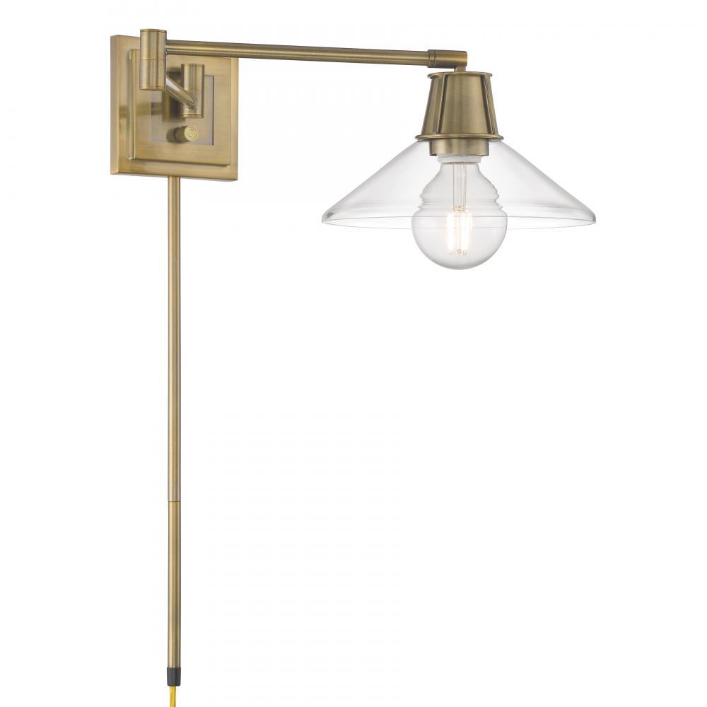 Dillon 6.75'' High 1-Light Swingarm Sconce - Antique Brass