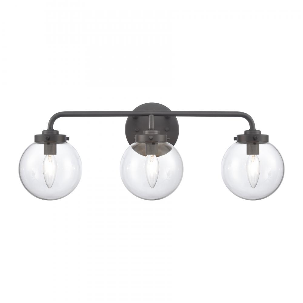 Fairbanks 22.75'' Wide 3-Light Vanity Light - Matte Black and Clear