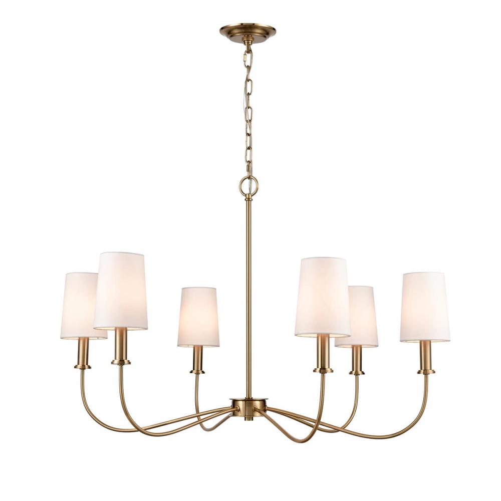 West Point 36'' Wide 6-Light Chandelier - Brass